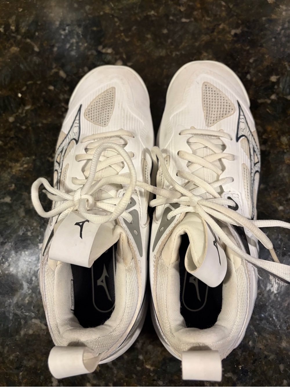 Mizuno White and Black Low-Top Athletic Sneakers